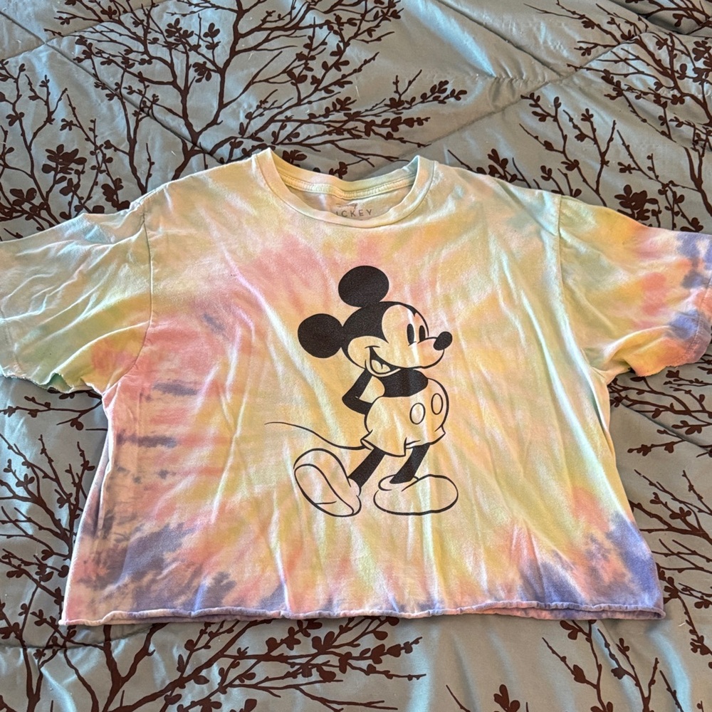 Disney Pastel Tie Dye Mickey Crop Top size Large